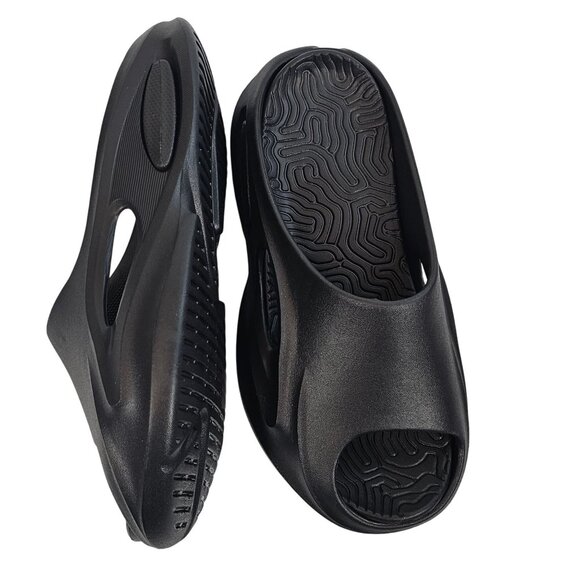 Pretty Little Things Womens 5/38 Black Cut Out Rubber Ribbed‎ Sole Slide Shoes - Picture 9 of 14